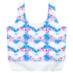 Bats Pattern T- Shirt White Bats And Bows Blue Pink T- Shirt Full Print Recycle Bag (xxxl)