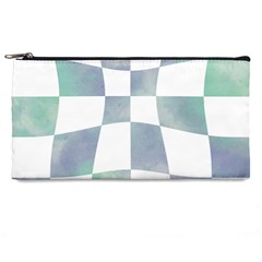 Checkerboard T- Shirt Psychedelic Watercolor Check Aqua T- Shirt Pencil Case
