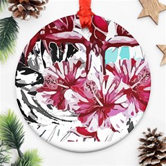 Hawaii T- Shirt Hawaii Indian Flower Modern T- Shirt Ornament (round)