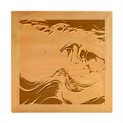 Tsunami Waves Ocean Sea Nautical Nature Water Wood Photo Frame Cube