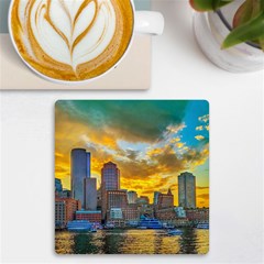 Boston Skyline Cityscape River Uv Print Square Tile Coaster 