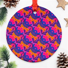 Purple Blue Abstract Pattern Ornament (round)