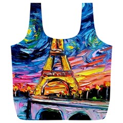 Eiffel Tower Starry Night Print Van Gogh Full Print Recycle Bag (xxxl)
