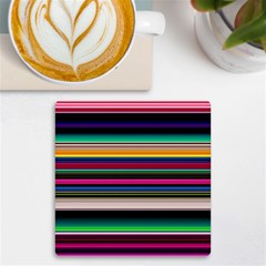 Horizontal Lines Colorful Uv Print Square Tile Coaster 