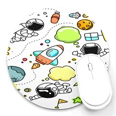 Sketch Cartoon Space Set Round Mousepad