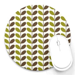 Leaf Plant Pattern Seamless Round Mousepad