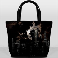 City Night Moon Skyline Skyscraper Bucket Bag