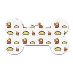 Fries Taco Pattern Fast Food Dog Tag Bone (one Side)