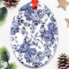 Blue Vintage Background Background With Flowers, Vintage Ornament (oval)
