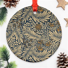 Brown Vintage Background Vintage Floral Pattern, Brown Round Ornament (two Sides)