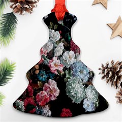 Floral Pattern, Red, Floral Print, E, Dark, Flowers Christmas Tree Ornament (two Sides)
