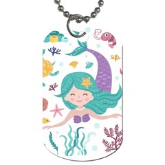 Set Cute Mermaid Seaweeds Marine In Habitants Dog Tag (one Side)