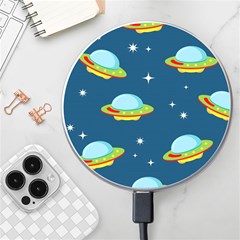 Seamless Pattern Ufo With Star Space Galaxy Background Wireless Fast Charger(white)