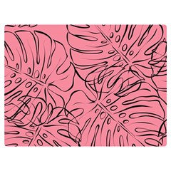 Pink Monstera Two Sides Premium Plush Fleece Blanket (extra Small)