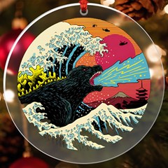 Retro Wave Kaiju Godzilla Japanese Pop Art Style Uv Print Acrylic Ornament Round