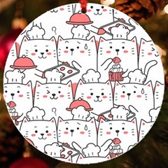 Cute Cat Chef Cooking Seamless Pattern Cartoon Uv Print Acrylic Ornament Round