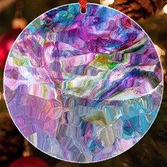Fuchsia On Turquoise Flow Uv Print Acrylic Ornament Round