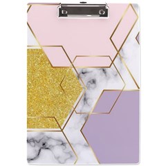 Geometric , Geometric, Gold, Marble, Pattern, Pink, Purple, A4 Acrylic Clipboard