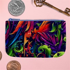 Colorful Floral Patterns, Abstract Floral Background Large Coin Purse