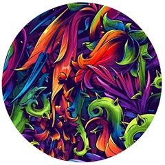 Colorful Floral Patterns, Abstract Floral Background Wooden Bottle Opener (round)