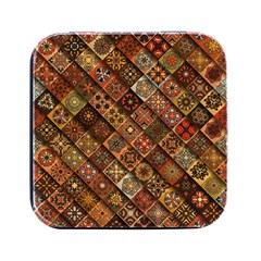 Pattern, Abstract, Texture, Mandala Square Metal Box (black)