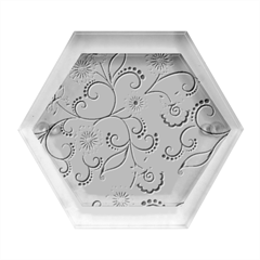 Violet Vintage Background, Floral Ornaments, Floral Patterns Hexagon Wood Jewelry Box