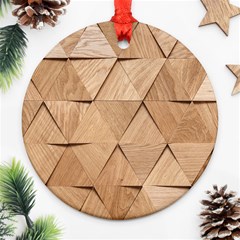 Wooden Triangles Texture, Wooden Wooden Round Ornament (two Sides)