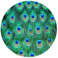Feather, Bird, Pattern, Peacock, Texture Wooden Bottle Opener (round)