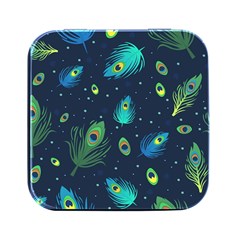 Feather, Bird, Pattern, Square Metal Box (black)