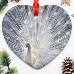 White Feathers, Animal, Bird, Feather, Peacock Heart Ornament (two Sides)
