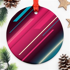 Pink-blue Retro Background, Retro Backgrounds, Lines Round Ornament (two Sides)