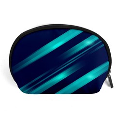 Blue Neon Lines, Blue Background, Abstract Background Accessory Pouch (large)