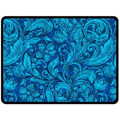 Blue Floral Pattern Texture, Floral Ornaments Texture Fleece Blanket (large)