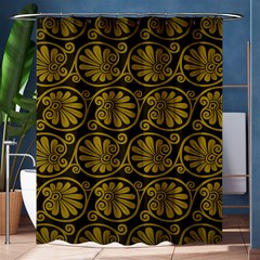 Yellow Floral Pattern Floral Greek Ornaments Shower Curtain 60  X 72  (medium) 