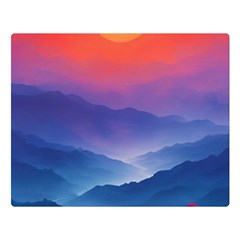 Valley Night Mountains Two Sides Premium Plush Fleece Blanket (large)
