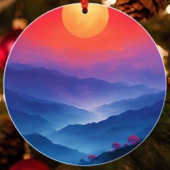 Valley Night Mountains Uv Print Acrylic Ornament Round