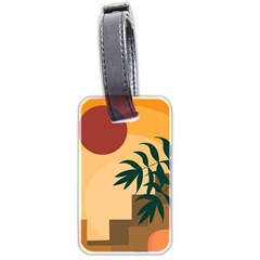 Arch Stairs Sun Branches Leaves Boho Bohemian Botanical Minimalist Nature Luggage Tag (two Sides)