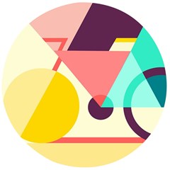 Bicycle, Geometric Figures, Art, Wooden Bottle Opener (round)