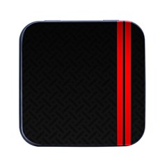 Abstract Black & Red, Backgrounds, Lines Square Metal Box (black)