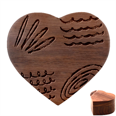 Elements Scribbles Wiggly Lines Heart Wood Jewelry Box