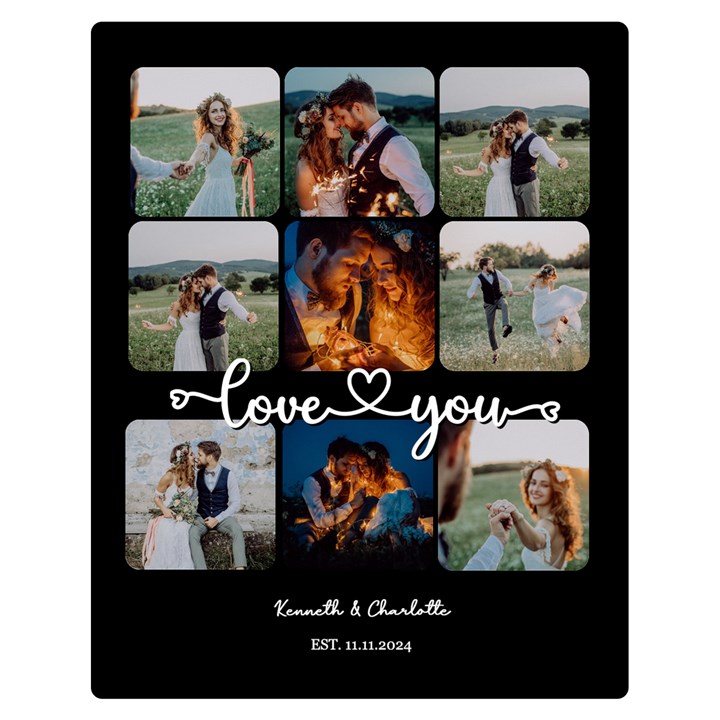 Personalized Phone Connected Heart Lover 9 Grid Two Sides Premium Plush Fleece Blanket (Teen Size)