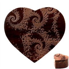 Fractal Art Spiral Ornaments Pattern Heart Wood Jewelry Box