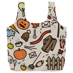 Halloween Doodle Autumn Pumpkin Full Print Recycle Bag (xxxl)