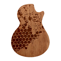 Honeycomb With Bees Guitar Shape Wood Guitar Pick Holder Case And Picks Set