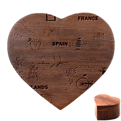Roadmap Trip Europe Italy Spain France Netherlands Vine Cheese Map Landscape Travel World Journey Heart Wood Jewelry Box