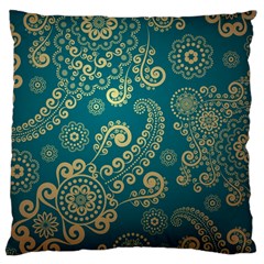 European Pattern, Blue, Desenho, Retro, Style Large Cushion Case (one Side)