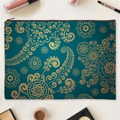 European Pattern, Blue, Desenho, Retro, Style Cosmetic Bag (xxxl)