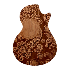 European Pattern, Blue, Desenho, Retro, Style Guitar Shape Wood Guitar Pick Holder Case And Picks Set