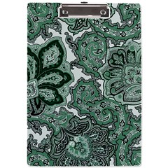 Green Ornament Texture, Green Flowers Retro Background A4 Acrylic Clipboard