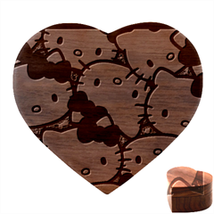 Hello Kitty, Pattern, Red Heart Wood Jewelry Box